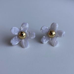 Lele Sadoughi Marbled Acetate Daisy Flower Stud Earrings